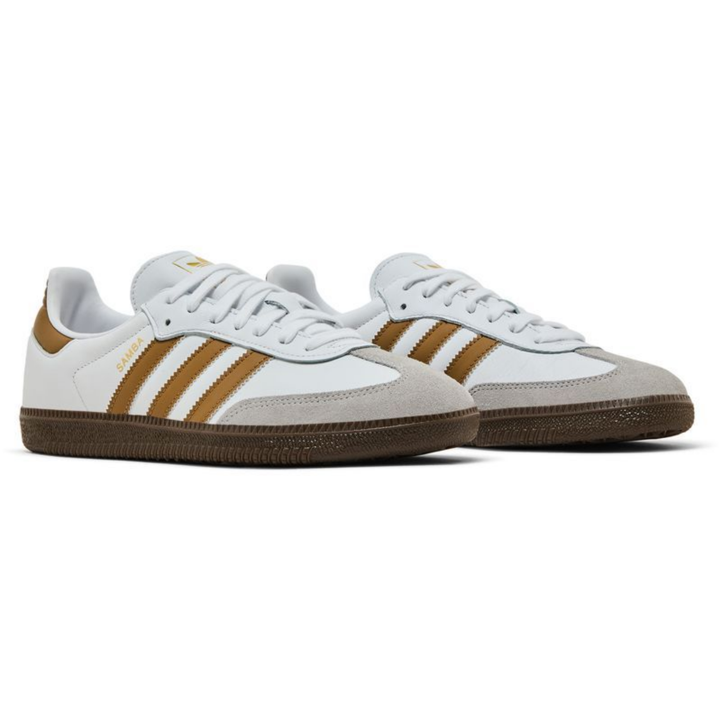 Adidas Originals Men's Samba OG Sneakers, Cloud White / Brown Desert / Clear Granite, JH8796