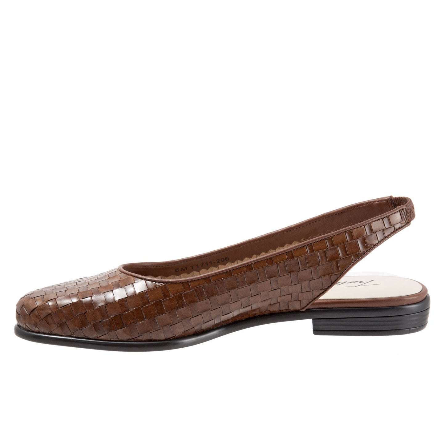 Trotters Lucy T1711-206 Womens Brown Narrow Leather Slingback Flats Shoes