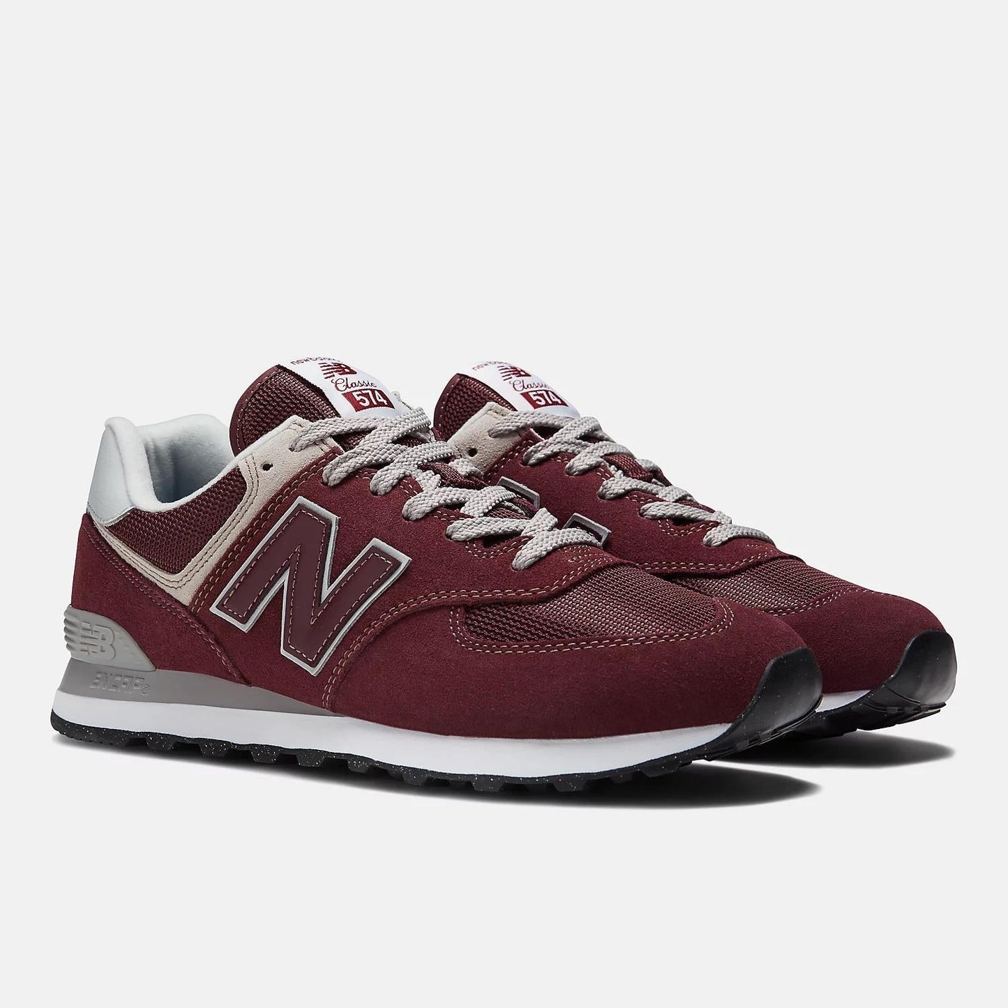 Men's Wide Fit New Balance ML574EVM Walking/Running Trainers - Exclusive - Burgundy/White ENCAP