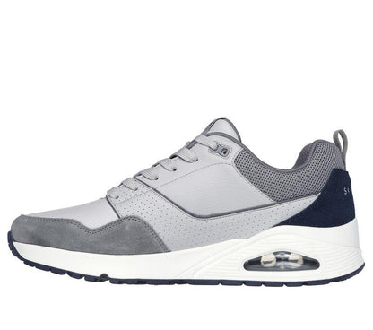 Men's Wide Fit Skechers 183020 Uno Retro One Trainers - Grey