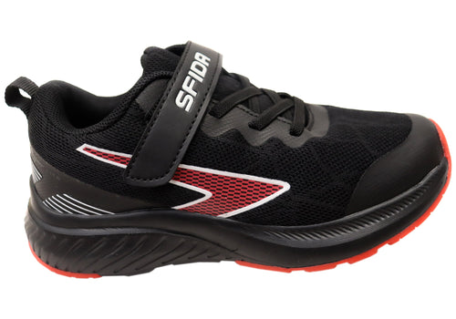 Sfida Switch Kids Boys Adjustable Strap Athletic Shoes Black Red