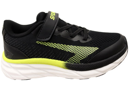 Sfida Tempo Kids Boys Adjustable Strap Athletic Shoes Black Lime