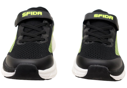Sfida Tempo Kids Boys Adjustable Strap Athletic Shoes Black Lime