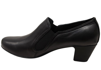 Cabello Comfort Evana Womens Leather European Mid Heel Shoes