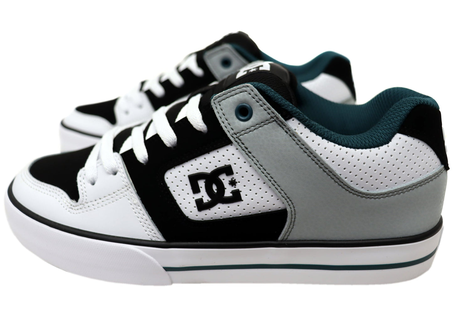 DC Shoes Mens Comfortable Leather Pure Lace Up Shoes New Teal White