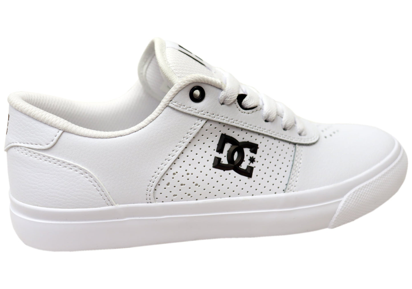 DC Shoes Mens Comfortable Teknic Leather Lace Up Shoes White Black