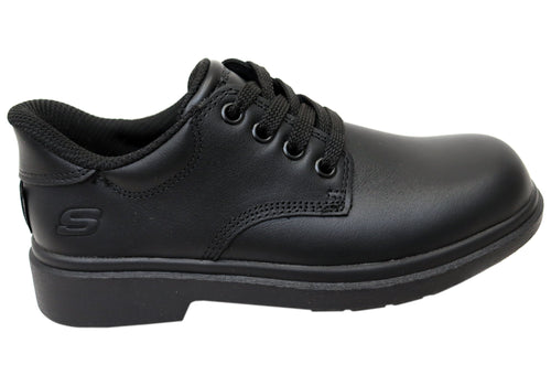 Skechers Unisex Kids Smooth Tracks Classic Frame Leather School Shoes