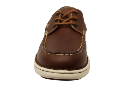 Born Mens Leather Mariner 3 Eye Boat Shoes With Comfortable Footbed