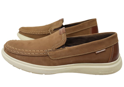 Pegada Reuben Mens Leather Comfort Casual Slip On Shoes Made In Brazil