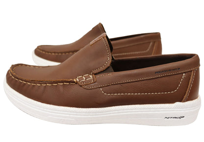 Pegada Renzo Mens Leather Comfort Casual Slip On Shoes Made In Brazil