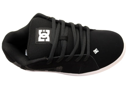 DC Shoes Mens Net Comfortable Leather Lace Up Shoes Black Grey Black
