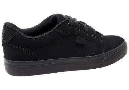 DC Shoes Mens Comfortable Leather Anvil Lace Up Shoes Black Black