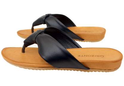 Orizonte Smilestep Womens Comfortable European Leather Thongs Sandals