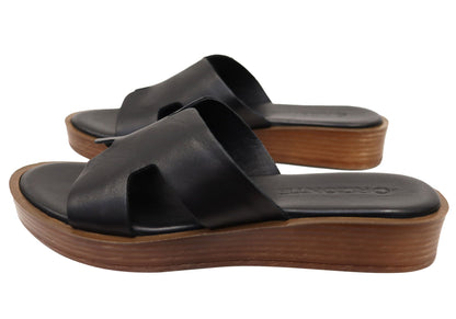 Orizonte Vividvibe Womens Comfortable European Leather Slides Sandals