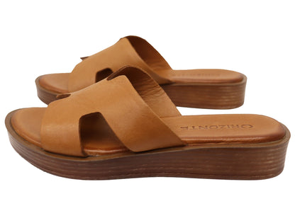 Orizonte Vividvibe Womens Comfortable European Leather Slides Sandals