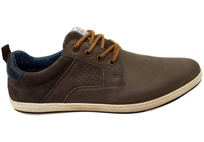 Wild Rhino Charger Mens Comfortable Leather Lace Up Casual Shoes
