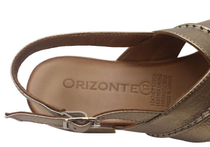 Orizonte Bellalease Womens Comfort European Leather Low Heel Sandals