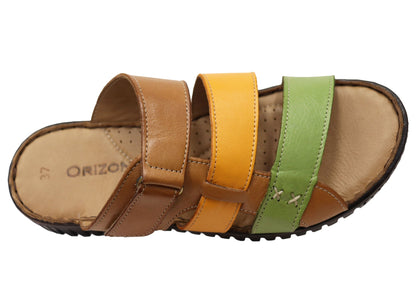 Orizonte Willowflex Womens Comfortable European Leather Slides Sandals
