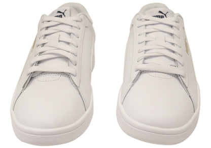 Puma Mens Smash 3.0 L Comfortable White Lace Up Sneakers
