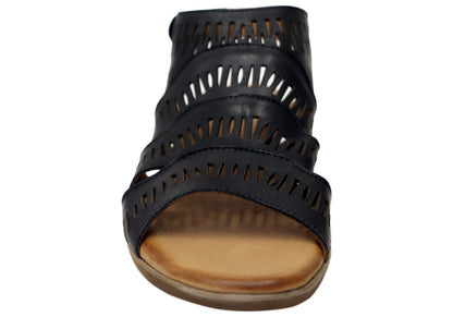 Orizonte Mellowmarch Womens Comfort European Leather Wedge Sandals