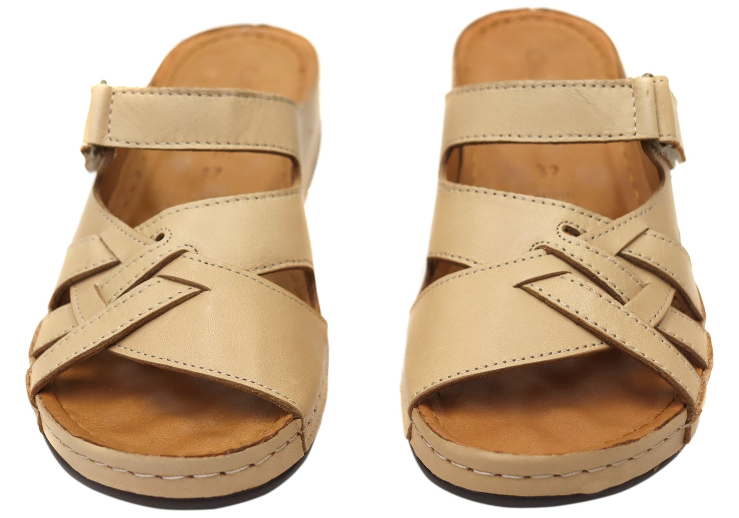 Orizonte Easestride Womens Comfort European Leather Slides Sandals