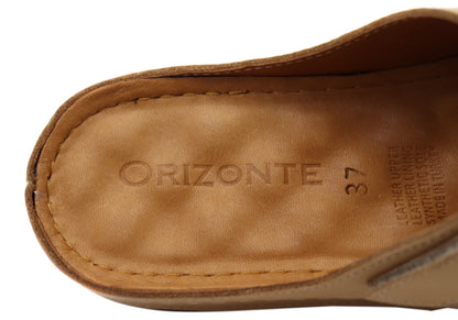Orizonte Easestride Womens Comfort European Leather Slides Sandals
