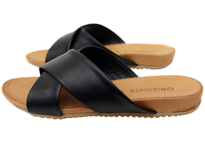 Orizonte Lovestep Womens Comfortable European Leather Slides Sandals