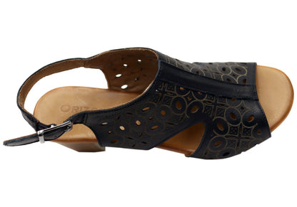 Orizonte Maplemelow Womens Comfort European Leather Mid Heel Sandals