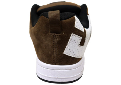 DC Shoes Mens Court Graffik SE Leather Lace Up Shoes Brown White