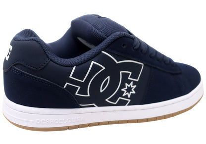 DC Shoes Mens Gaveler 2.0 Comfortable Leather Shoes Navy White Gum