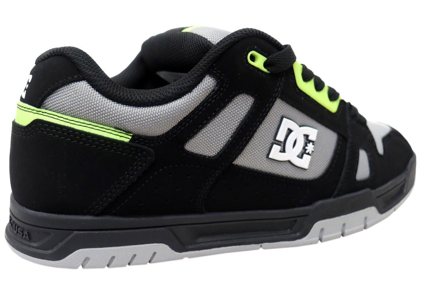 DC Shoes Mens Stag Comfortable Leather Lace Up Shoes Black Grey Green