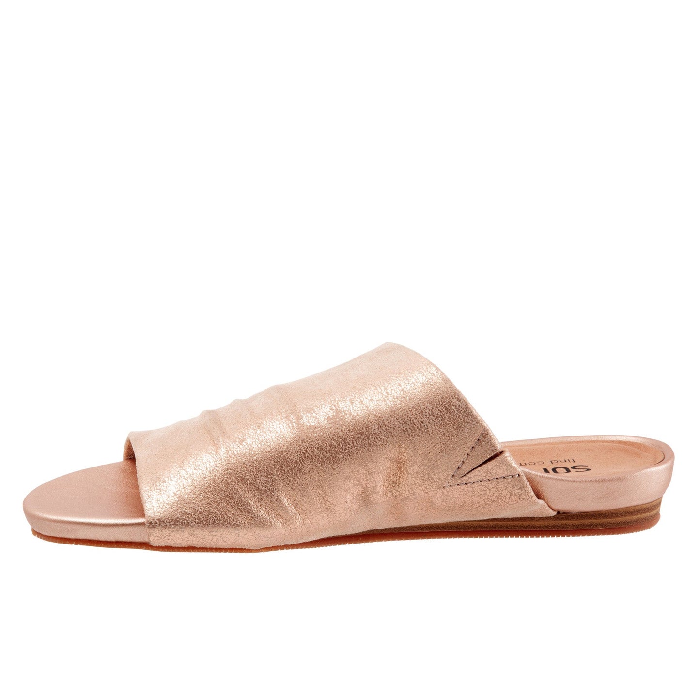 Softwalk Camano S2205-789 Womens Gold Leather Slip On Slides Sandals Shoes