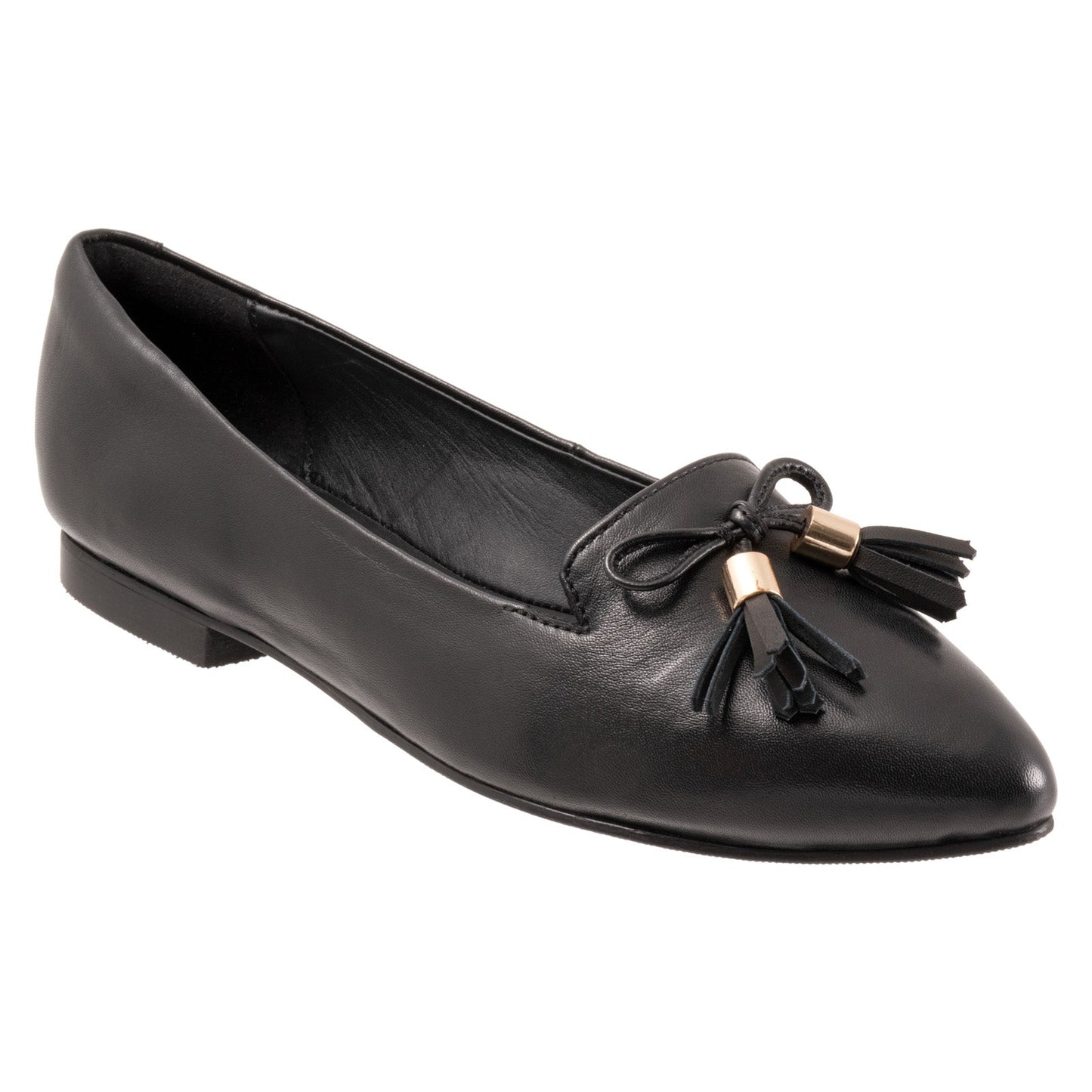 Trotters Hope T2162-001 Womens Black Leather Slip On Loafer Flats Shoes