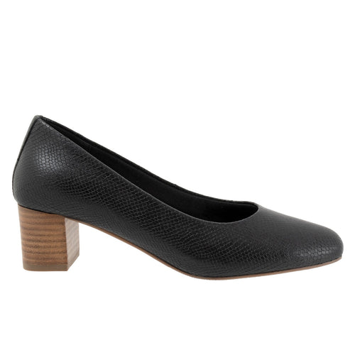 Trotters Daria T2258-018 Womens Black Leather Slip On Pumps Heels Shoes
