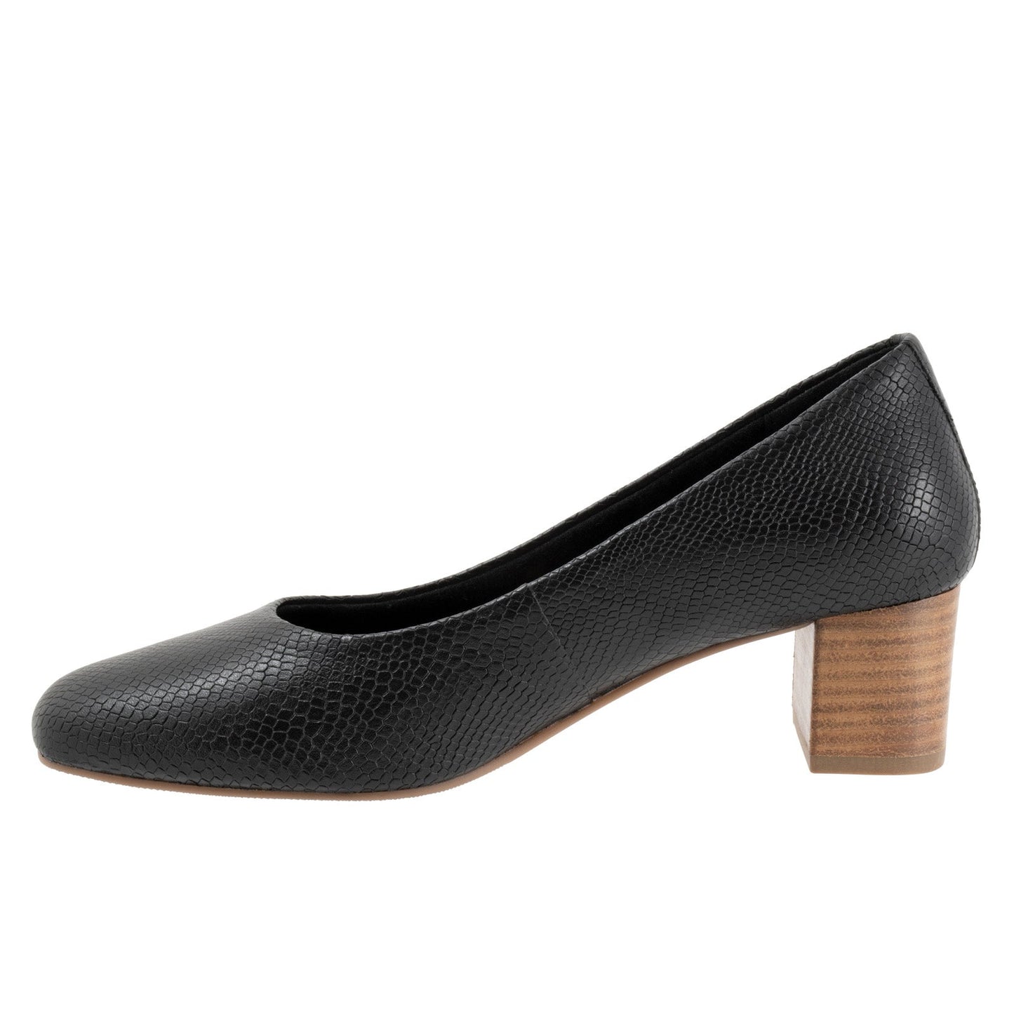 Trotters Daria T2258-018 Womens Black Leather Slip On Pumps Heels Shoes