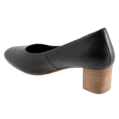 Trotters Daria T2258-018 Womens Black Leather Slip On Pumps Heels Shoes