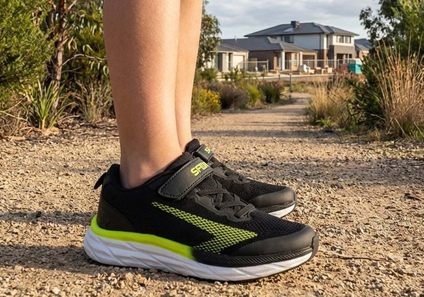 Sfida Tempo Kids Boys Adjustable Strap Athletic Shoes Black Lime