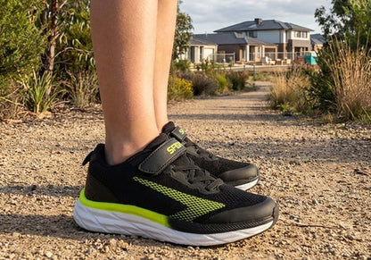 Sfida Tempo Kids Boys Adjustable Strap Athletic Shoes Black Lime