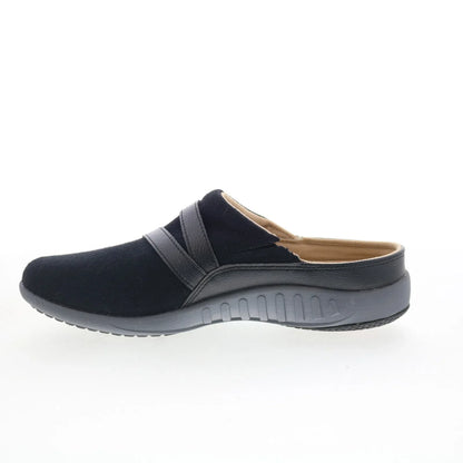Spenco Ashton Wool Slide SP1046BLK Womens Black Suede Clogs Slippers Shoes