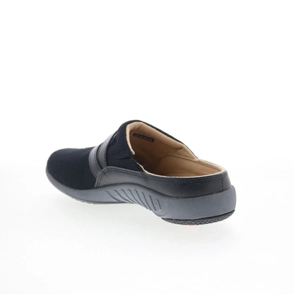 Spenco Ashton Wool Slide SP1046BLK Womens Black Suede Clogs Slippers Shoes