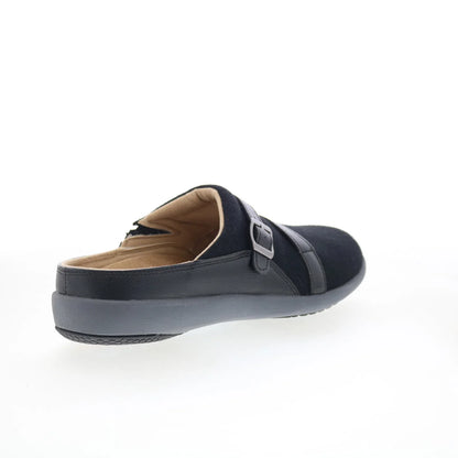 Spenco Ashton Wool Slide SP1046BLK Womens Black Suede Clogs Slippers Shoes