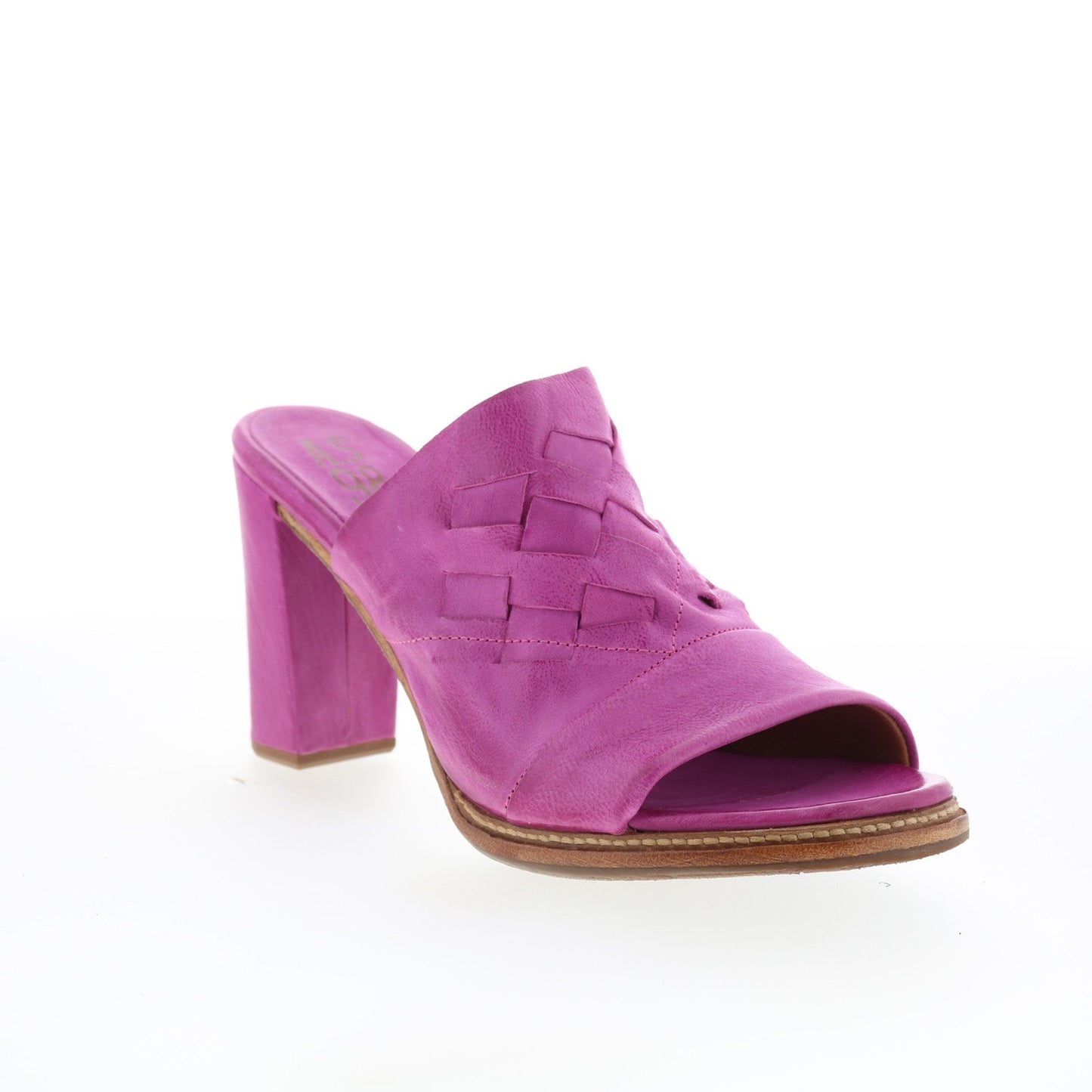 A.S. 98 Benjy Womens Purple Leather Slip On Heeled Sandals Shoes