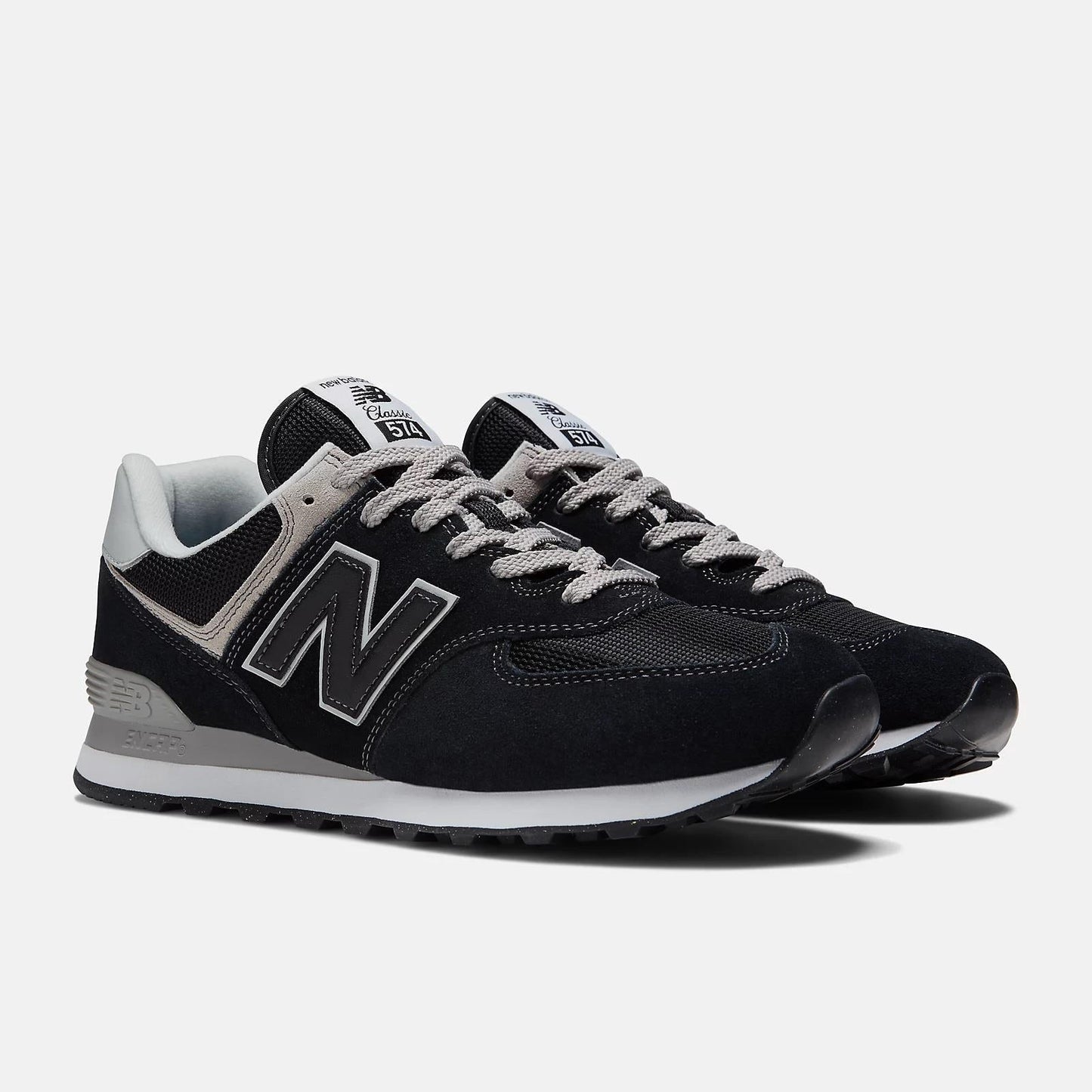 Men's Wide Fit New Balance ML574EVB Walking/Running Trainers - Exclusive - Black/White ENCAP Width 4E