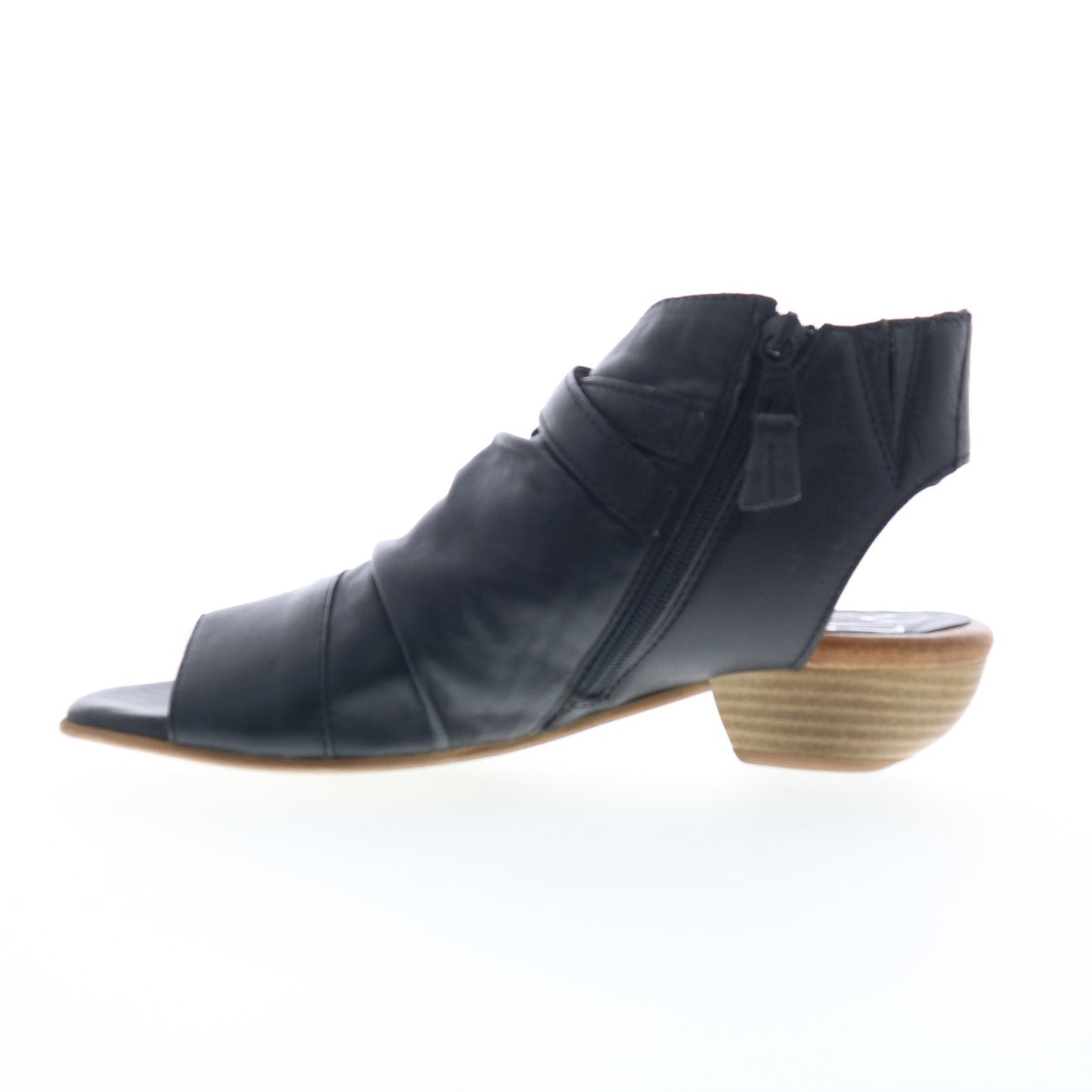 Miz Mooz Cassius Womens Black Leather Zipper Heeled Sandals Shoes