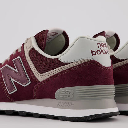 Men's Wide Fit New Balance ML574EVM Walking/Running Trainers - Exclusive - Burgundy/White ENCAP