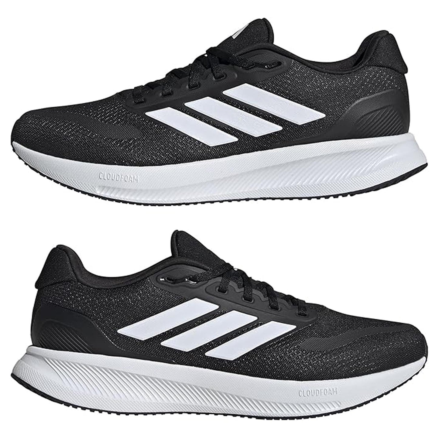 Men's Wide Fit Adidas Runfalcon 5 Walking/Running Trainers - Black/White