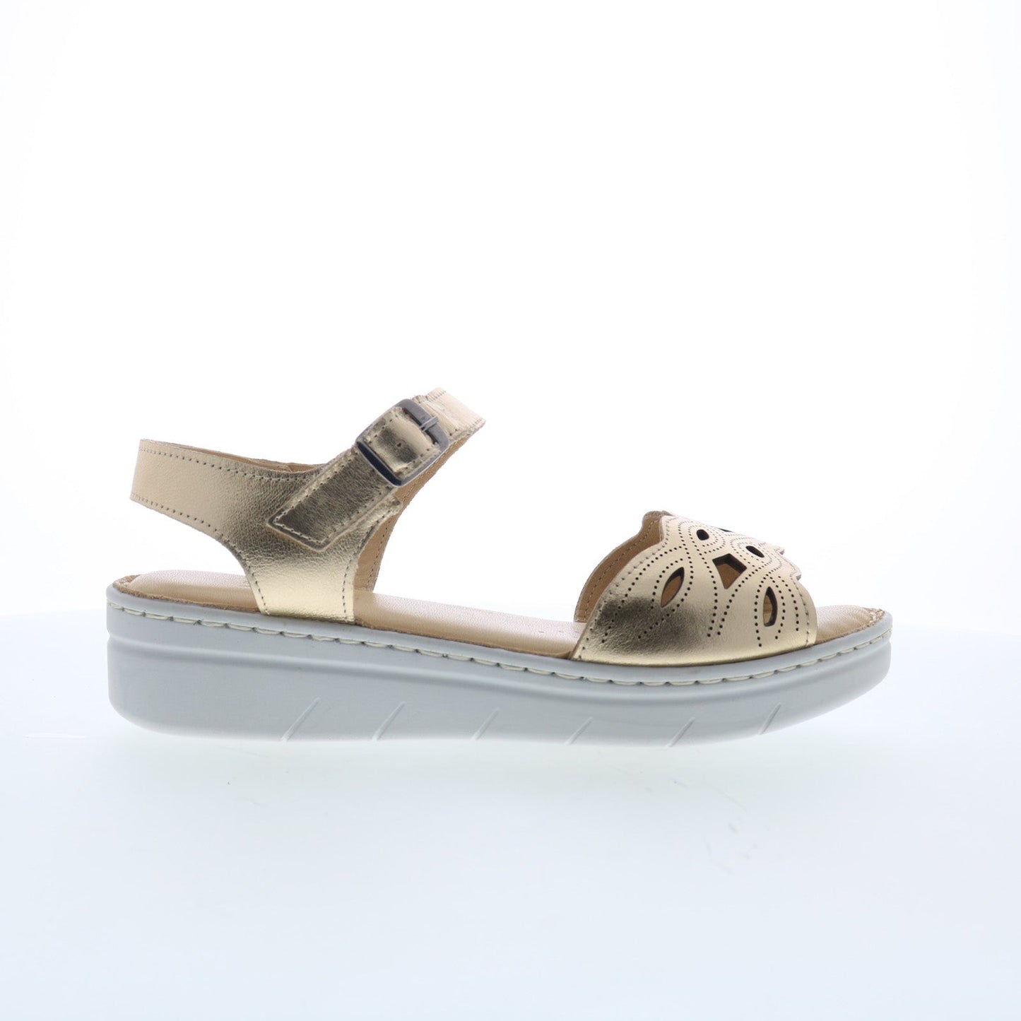 Miz Mooz Elm Womens Gold Leather Hook & Loop Strap Sandals Shoes