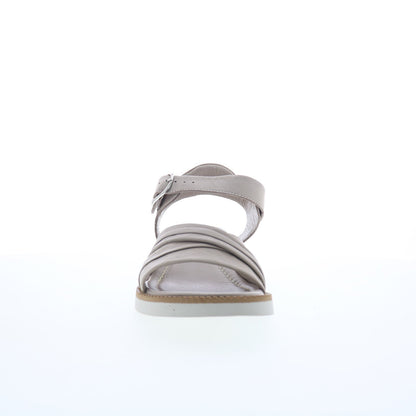 Miz Mooz Emelina Womens Gray Leather Hook & Loop Strap Sandals Shoes
