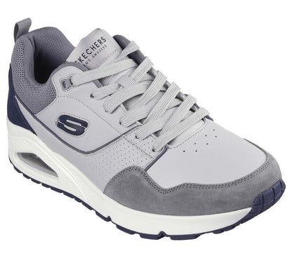 Men's Wide Fit Skechers 183020 Uno Retro One Trainers - Grey