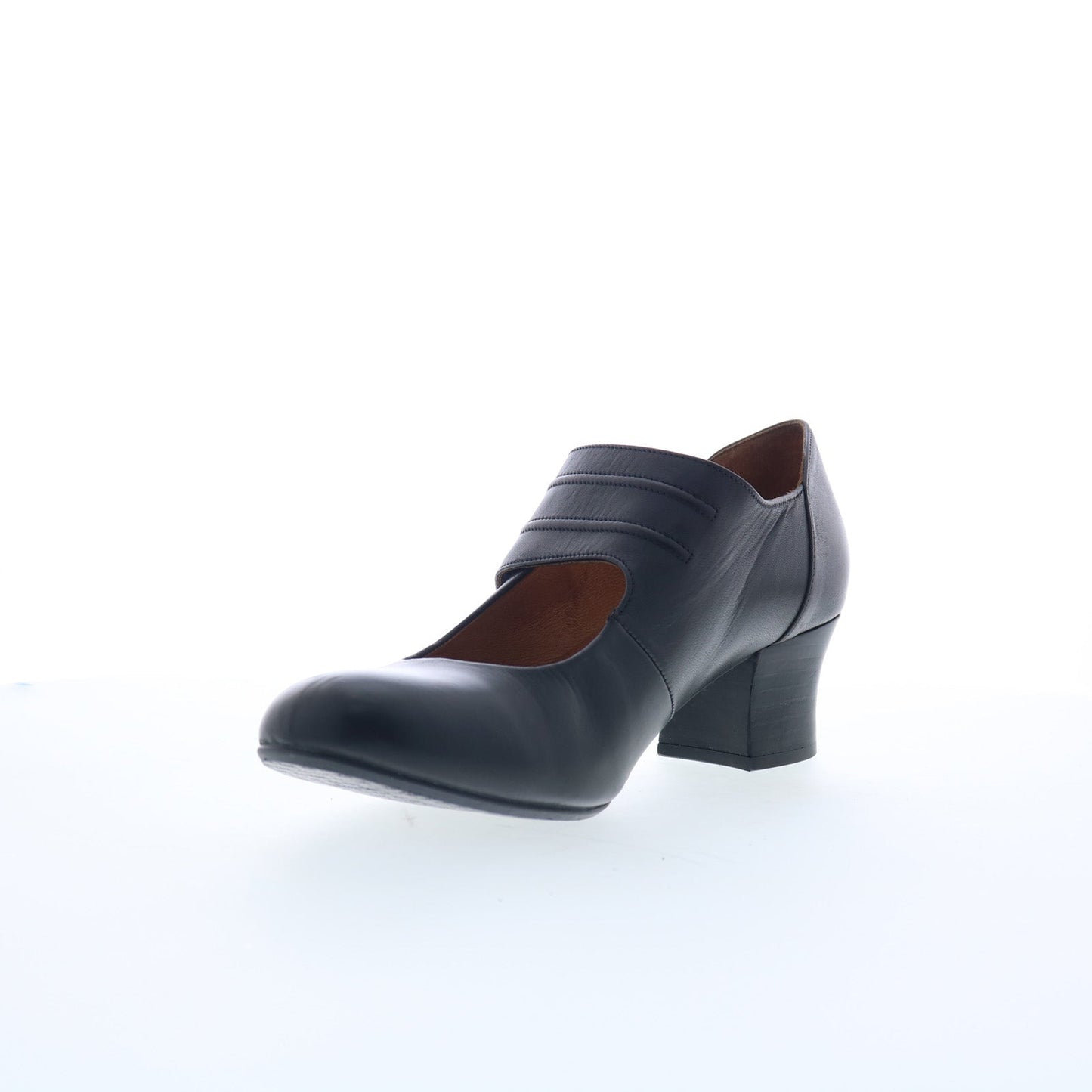 Miz Mooz Fayth Womens Black Leather Slip On Pumps Heels Shoes